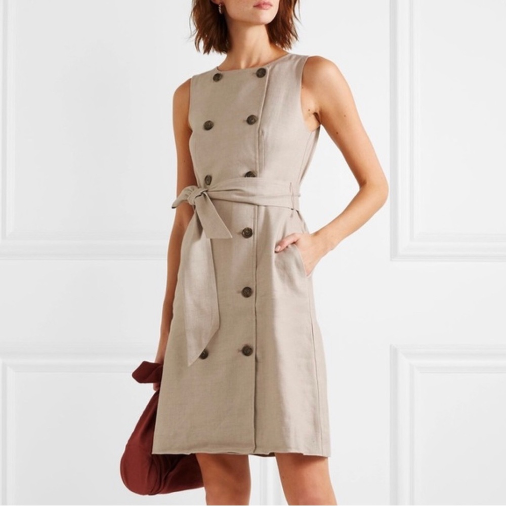 LAST CHANCE J. Crew Double Breasted Linen Blend Sheath Dress in Flax